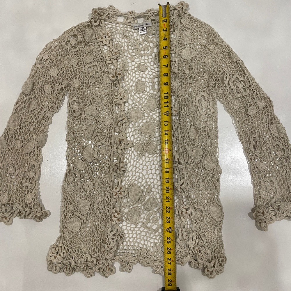 Giuliana Testino Designer handmade in Peru Crochet Cardigan Small Pima Cotton - Picture 7 of 9